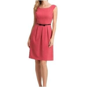 Evan Picone Black Label Dress Pink Sleeveless Belted Career Back Zip Size 8 NWT